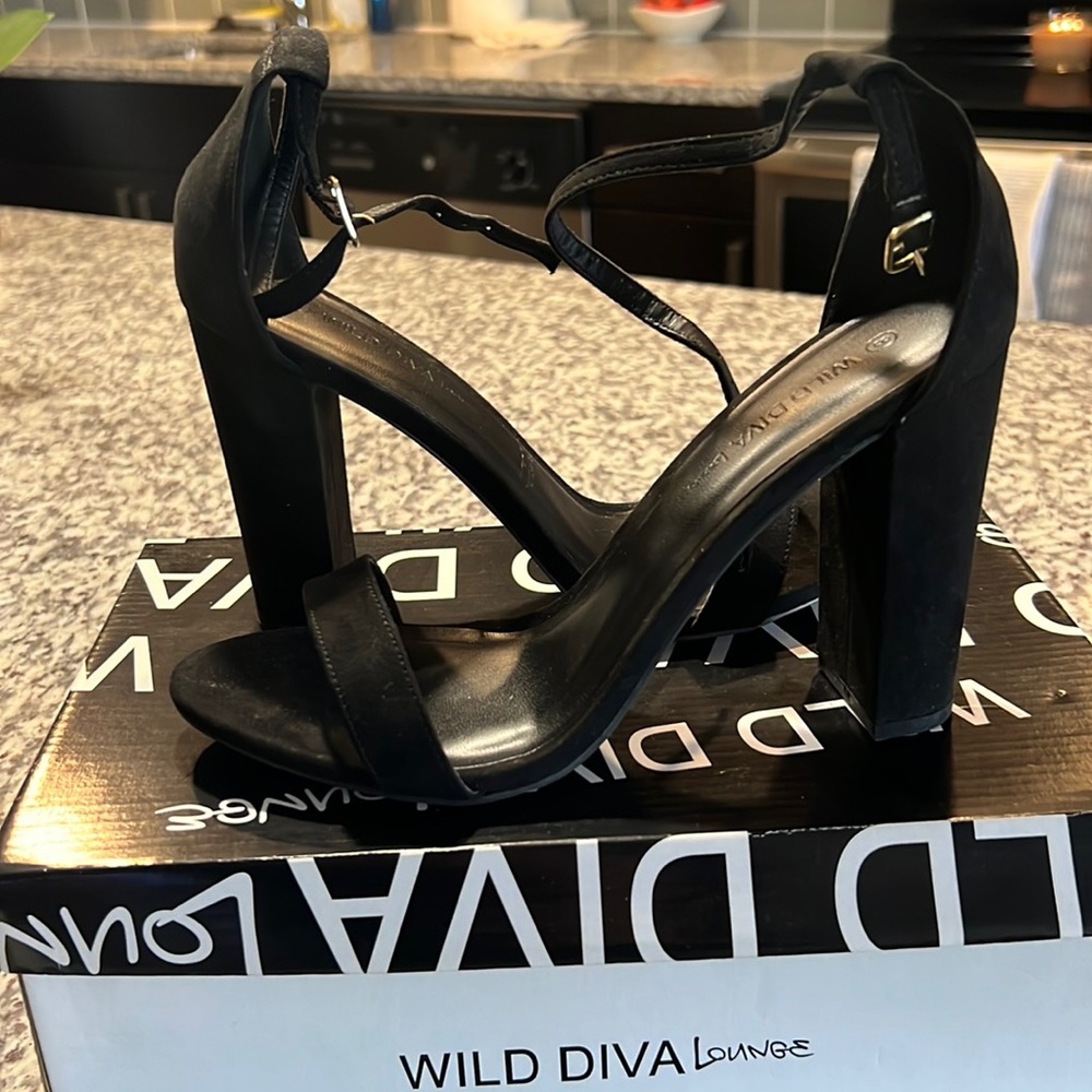 Black suede heels